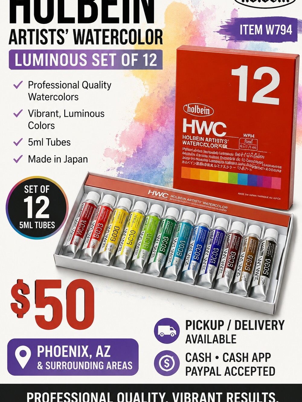 HWC Artists' Watercolor Set of 12 - Luminous Mixed Colors